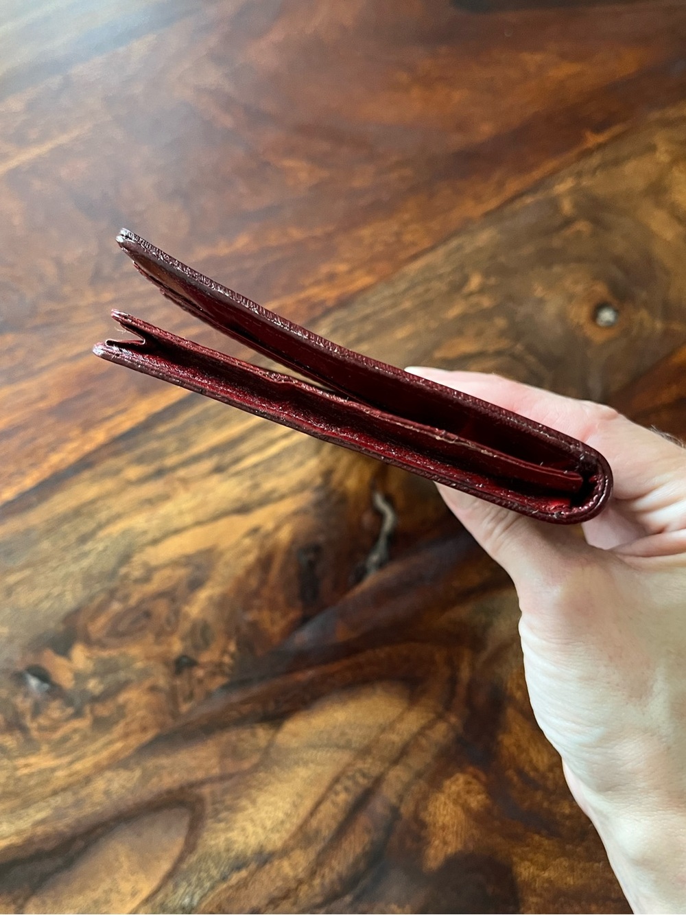 Vintage Eel Skin Wallet Red Bifold Long Exotic Leather Genuine Clutch Retro - Picture 6 of 15